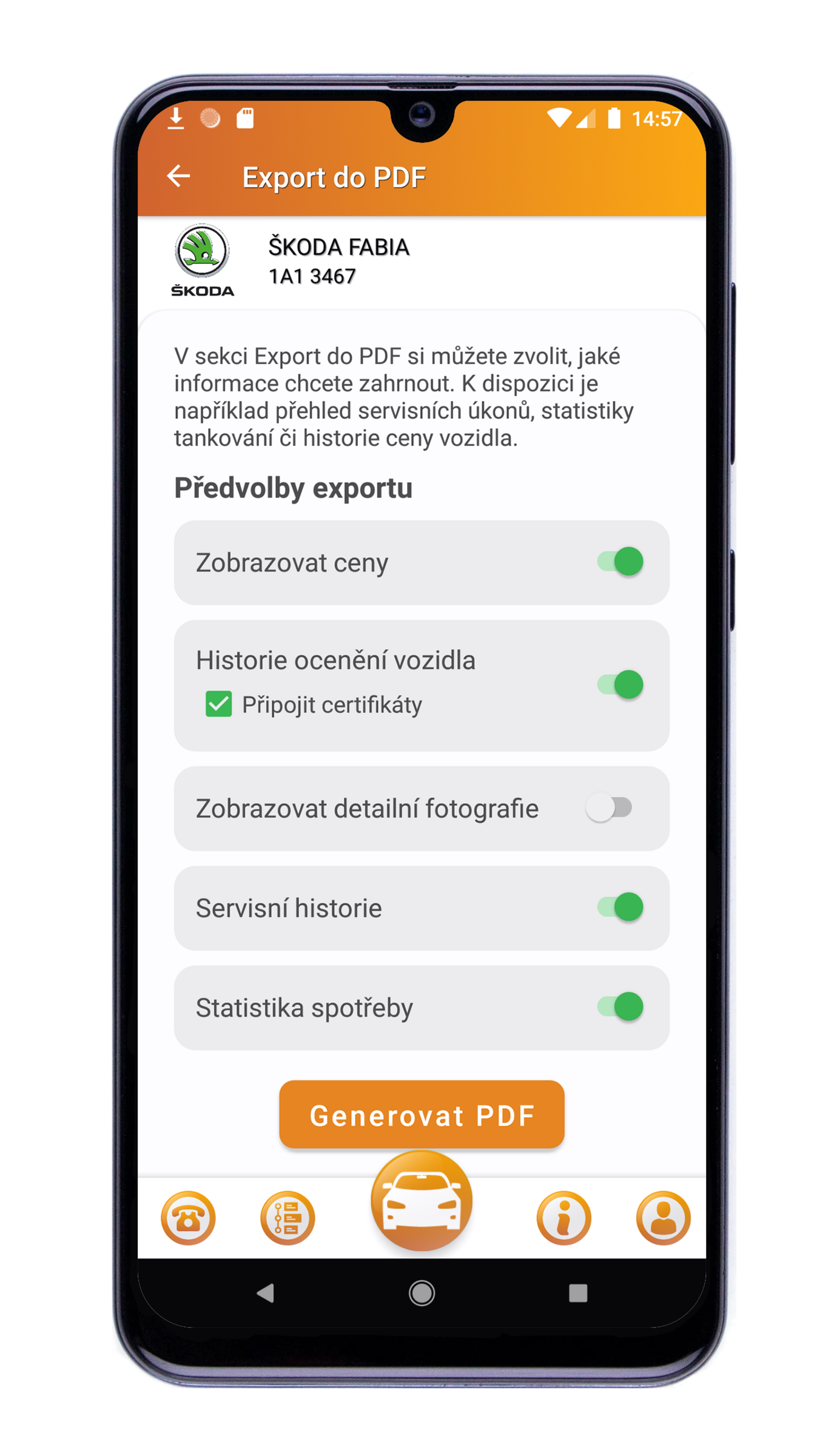 Sekce Export do PDF Sekce Export do PDF